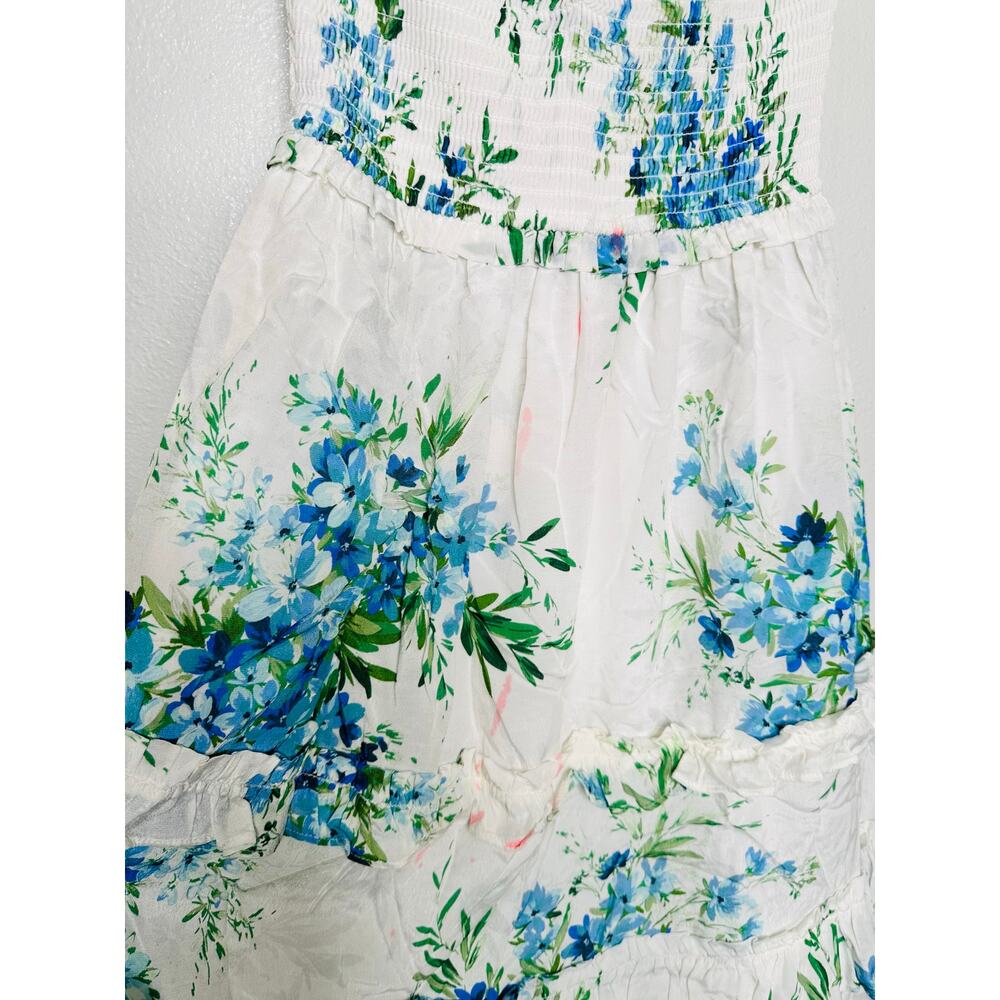 YUMI KIM Off-White Floral Tiered Ruffles Sweetheart Neckline Maxina Dress Size M - Picture 8 of 16